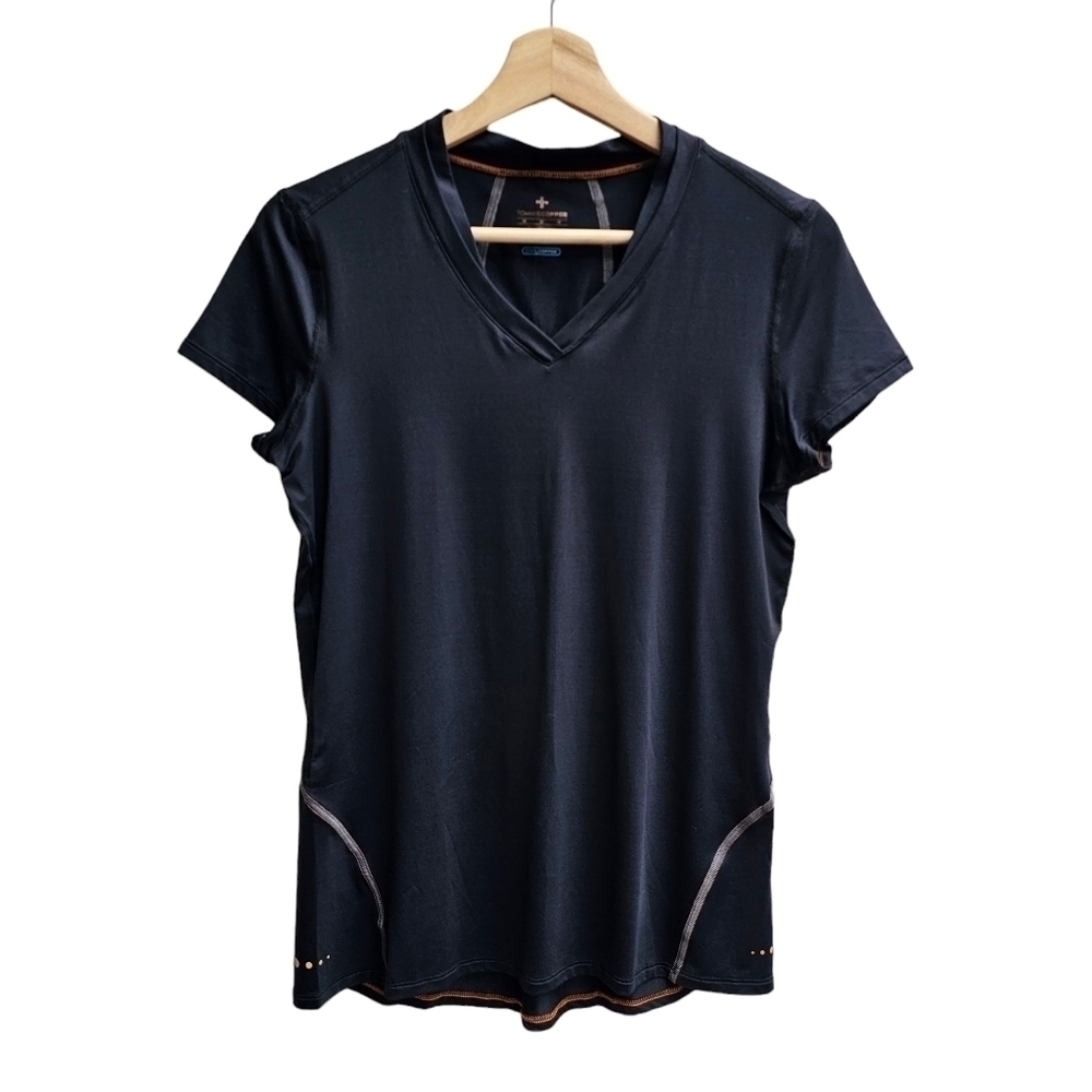 Tommie Copper "Cool Copper" Black Double V-neck Shirt, Size Medium